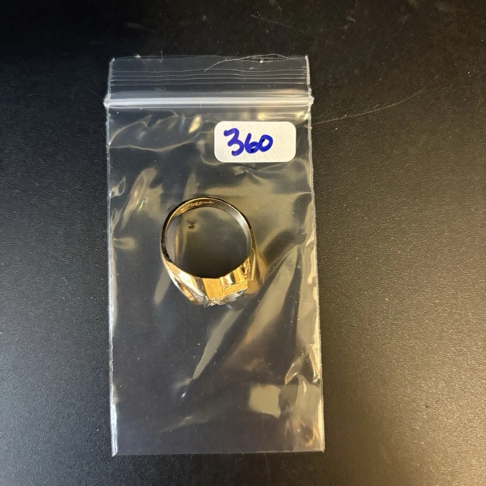Vintage Mens 10k Gold Filled Ring Clear Stone 9.75 MCM Bold Statement 9.58g
